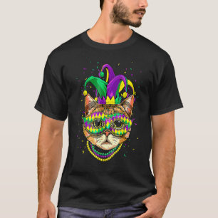 Mardi Gras Cat Mask Funny Carnival Parade Party Ca T-Shirt