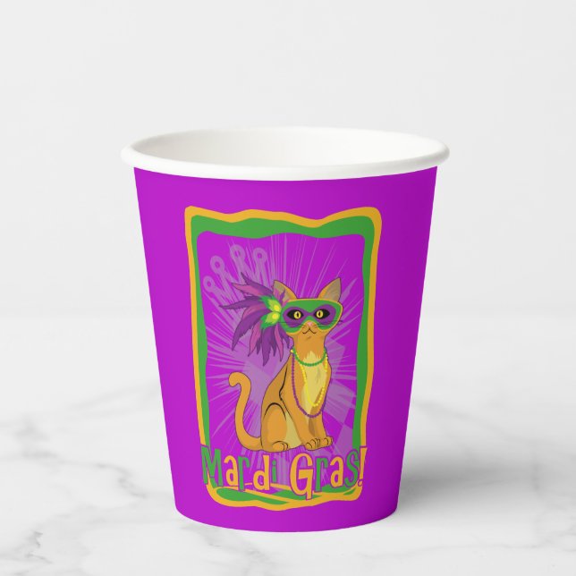 Mardi Gras Cat Paper Cup (Front)