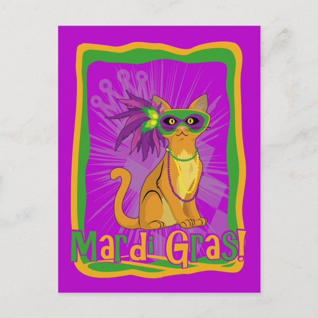 Mardi Gras Cat Postcard (Front)