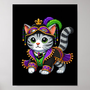 Mardi Gras Cat  Poster