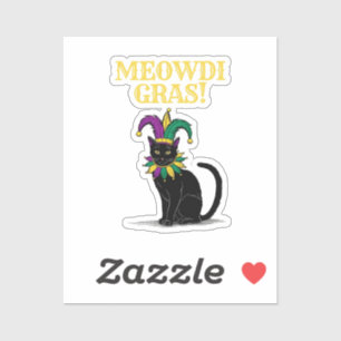 Mardi Gras Cat Sticker, Funny Meowdi Gras Pint
