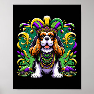 Mardi Gras Cavalier King Charles Spaniel Dog Jeste Poster