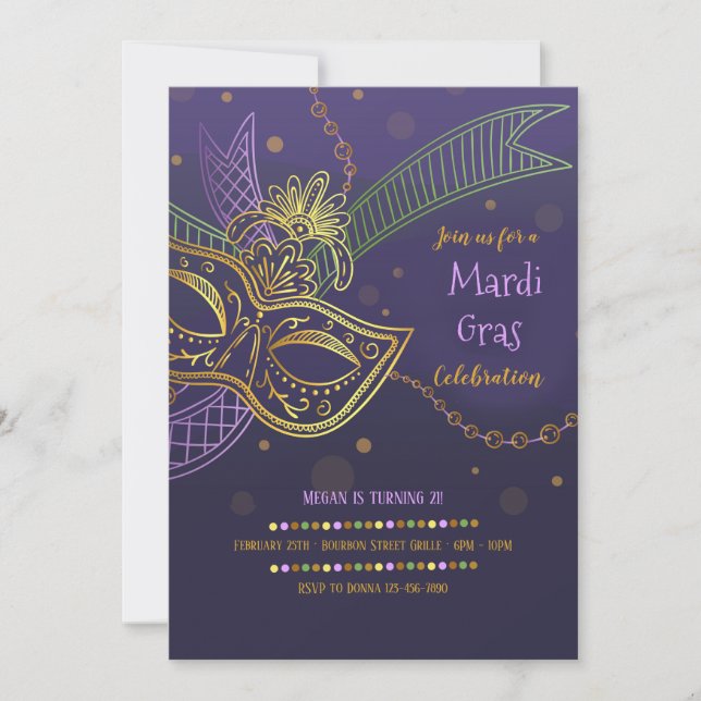 Mardi Gras Celebration Invitation (Front)