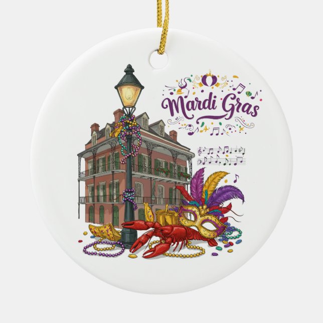 Mardi Gras Ceramic Ornament (Front)