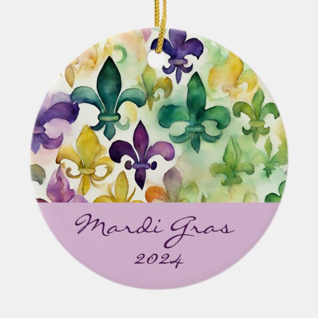 Mardi Gras Ceramic Ornament (Front)