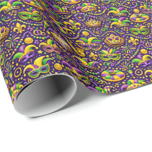 Mardi Gras Chaos‑Confetti Wrap Roll Wrapping Paper