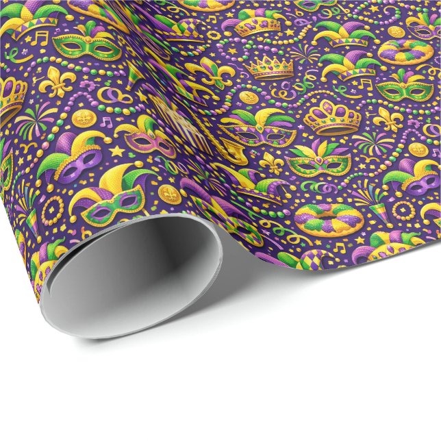 Mardi Gras Chaos‑Confetti Wrap Roll Wrapping Paper (Roll Corner)