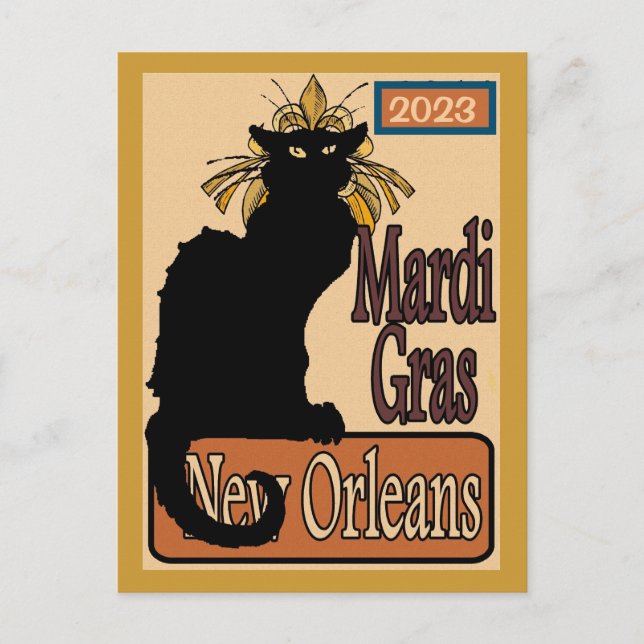 Mardi Gras Chat Noir Postcard (Front)