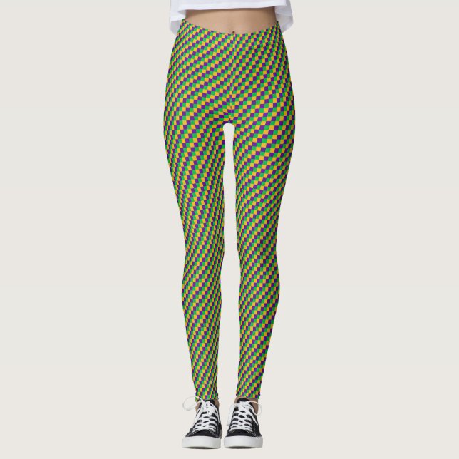 Mardi Gras Chequered Leggings (Front)