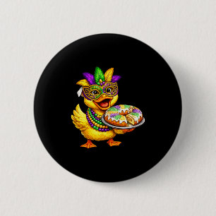 Mardi Gras Chick Yellow Duckling Duck Mask King Ca 6 Cm Round Badge