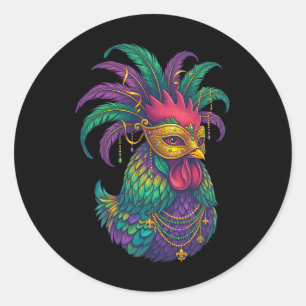 Mardi Gras Chicken Beads Carnival Farming Farmer Classic Round Sticker
