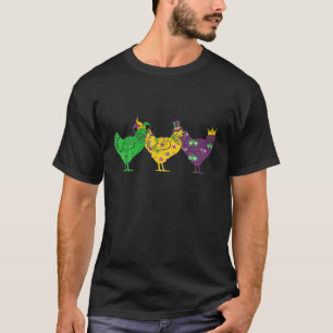 Mardi Gras Chicken Beads Festival Animals Jester H T-Shirt