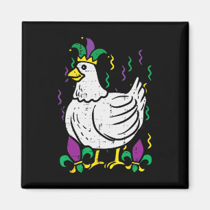 Mardi Gras Chicken Funny Outfit Farming Men Women Magnet