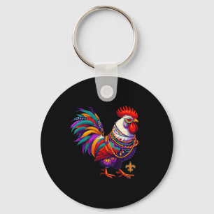 Mardi Gras Chicken Rooster Beads New Orleans Funny Key Ring