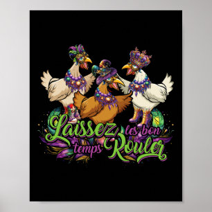Mardi Gras Chicken Run Chicken Chase Fat Tuesday C Poster