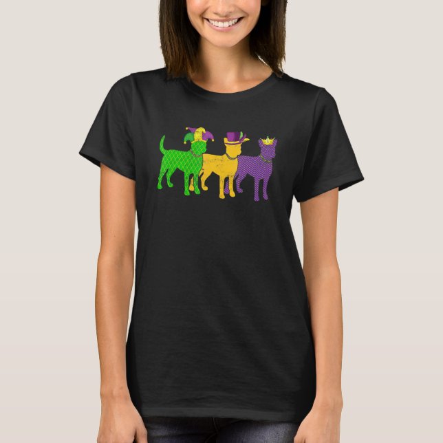 Mardi Gras Chihuahua Beads Festival Jester Hat T-Shirt (Front)