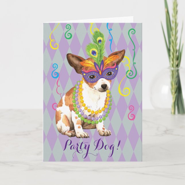 Mardi Gras Chihuahua Card (Front)