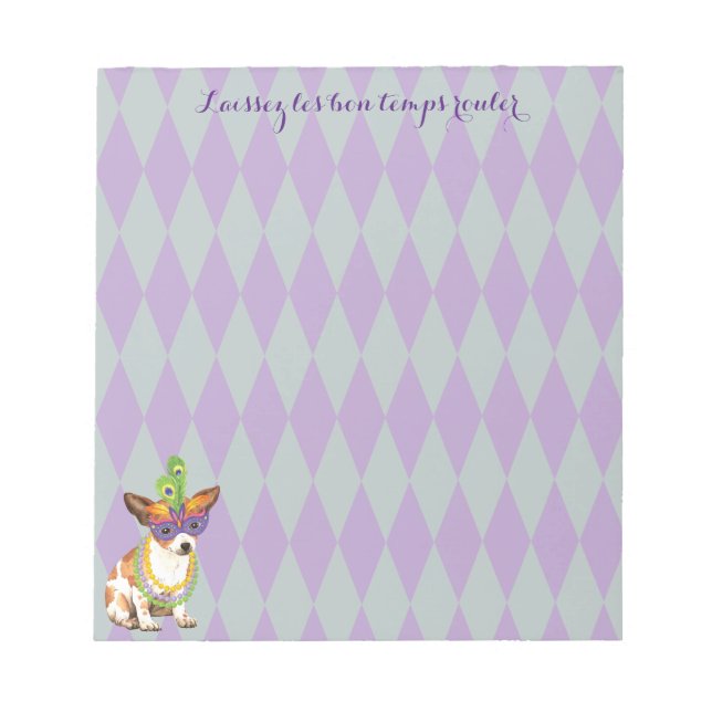 Mardi Gras Chihuahua Notepad (Front)