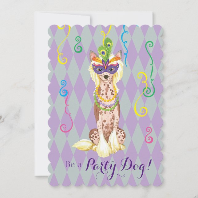 Mardi Gras Chinese Crested Invitation (Front)