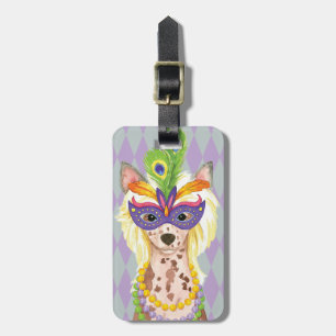 Mardi Gras Chinese Crested Luggage Tag