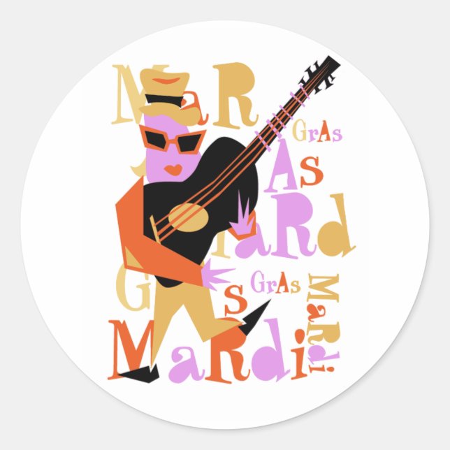 Mardi Gras Classic Round Sticker (Front)
