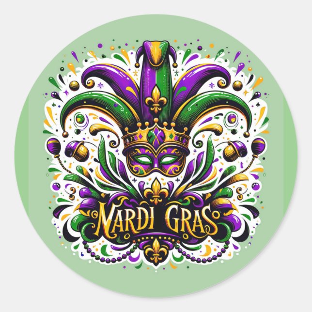 Mardi Gras  Classic Round Sticker (Front)