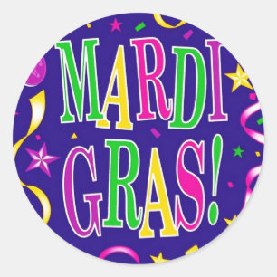 MARDI GRAS CLASSIC ROUND STICKER