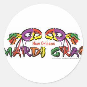 MARDI-GRAS CLASSIC ROUND STICKER