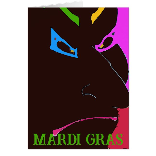 Mardi Gras Clown Face, add text,  (Front)