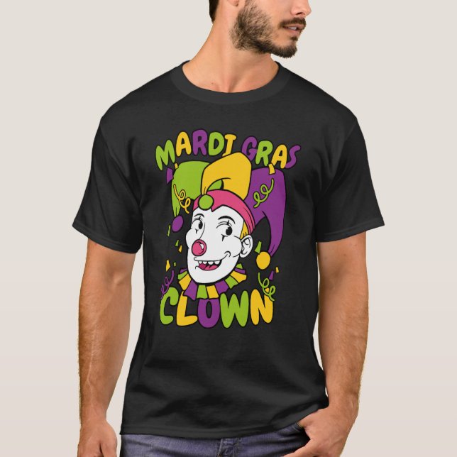 Mardi Gras Clown With Jester Hat Carnival Season C T-Shirt (Front)