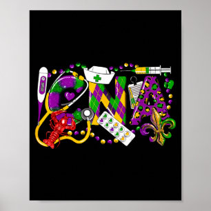Mardi gras cna nurse certified nursing assistant poster