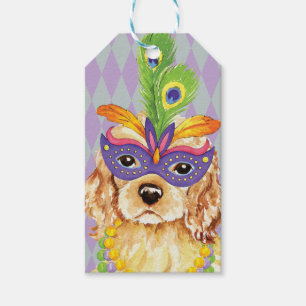 Mardi Gras Cocker Spaniel Gift Tags
