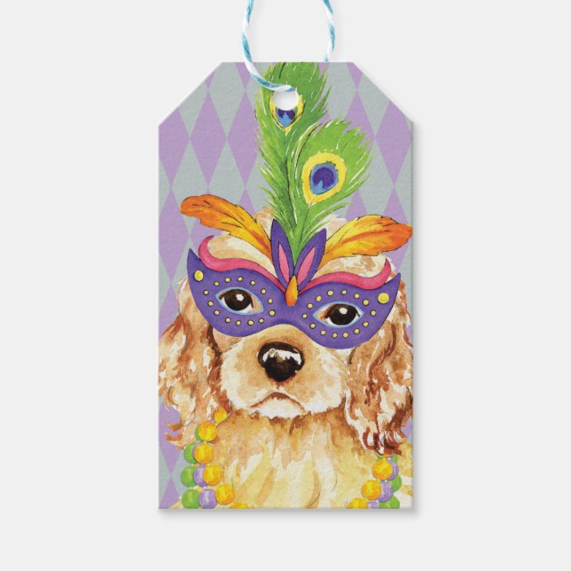Mardi Gras Cocker Spaniel Gift Tags (Front)
