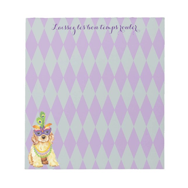 Mardi Gras Cocker Spaniel Notepad (Front)