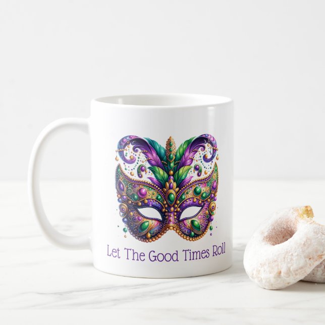 Mardi Gras  Coffee Mug (With Donut)