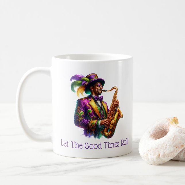 Mardi Gras  Coffee Mug (With Donut)