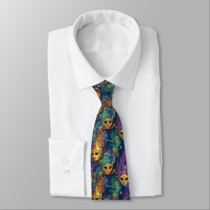 Mardi Gras Color Masks Tie