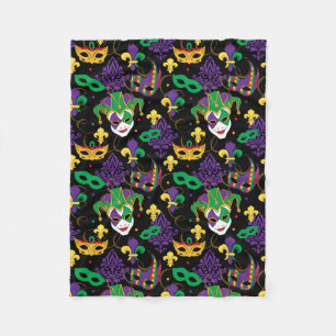 Mardi Gras Colourful Carnival Patterned Fleece Blanket