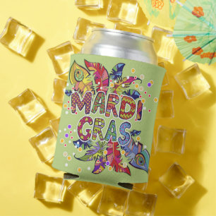 Mardi Gras Colourful Feathers Ready for Your Party Can Cooler