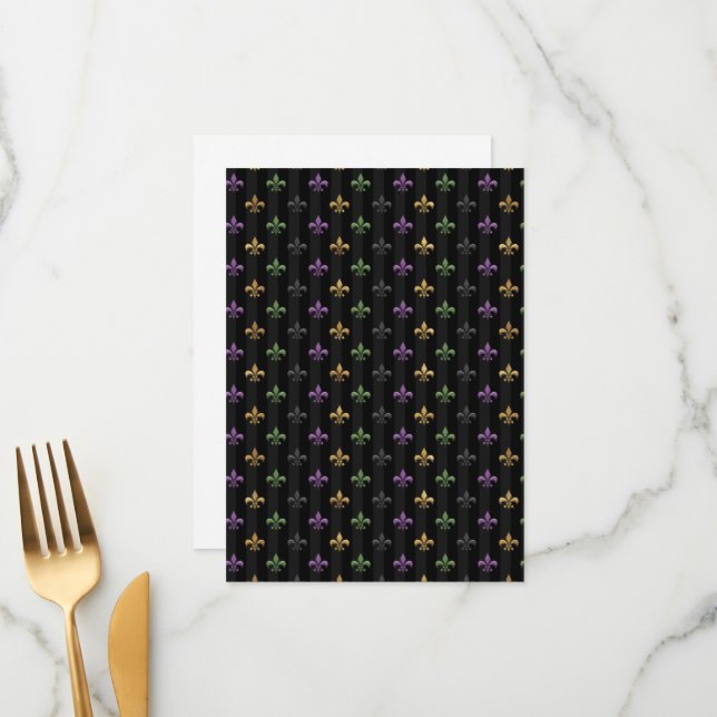 Mardi Gras Colourful Fleur De Lis Dark Vertical Menu (Front/Back In Situ)