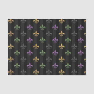 Mardi Gras Colourful Fleur De Lis Dark Vertical Tissue Paper