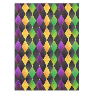 Mardi Gras Colours Diamond Harlequin Argyle - Blac Tablecloth
