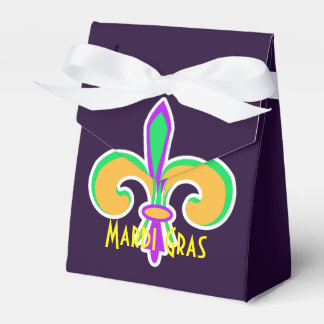 Mardi Gras Colours Fleur De Lis Party Personalised Favour Box