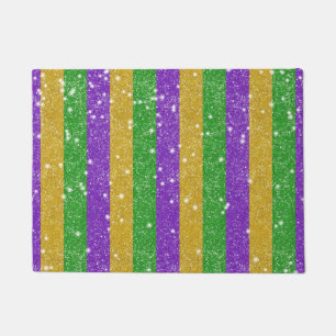 Mardi Gras Colours Glitter Stripe Bling Doormat
