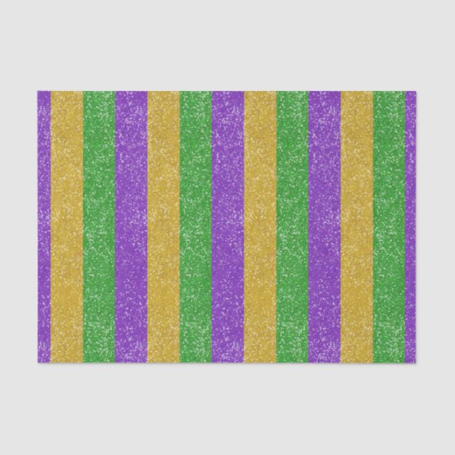 Mardi Gras Colours Glitter Stripe Bling Tissue Paper (Front)