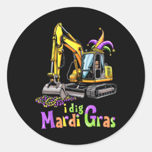 Mardi Gras Construction Truck Cute Vehicle Boys Ki Classic Round Sticker