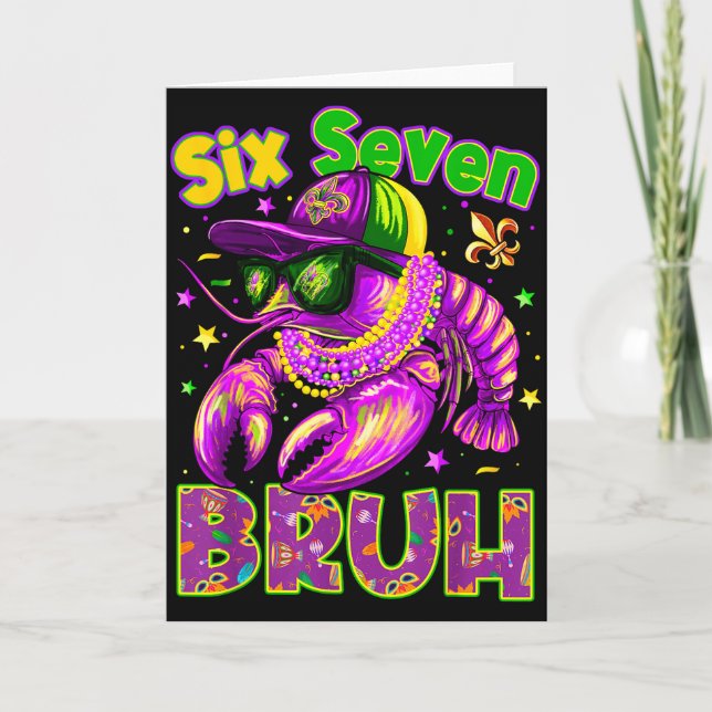 Mardi Gras Cool Six Seven Bruh Crawfish Men Boy Ki Card (Front)