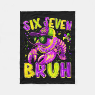 Mardi Gras Cool Six Seven Bruh Crawfish Men Boy Ki Fleece Blanket