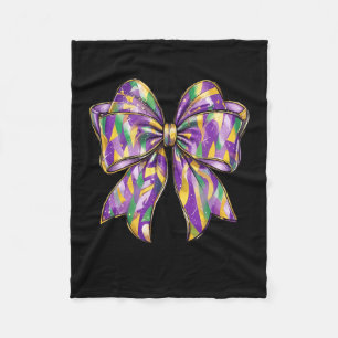 Mardi Gras Coquette Bow 2 Fleece Blanket
