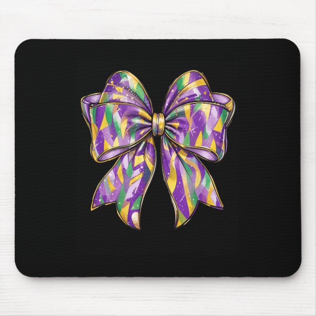 Mardi Gras Coquette Bow 2  Mouse Pad (Front)